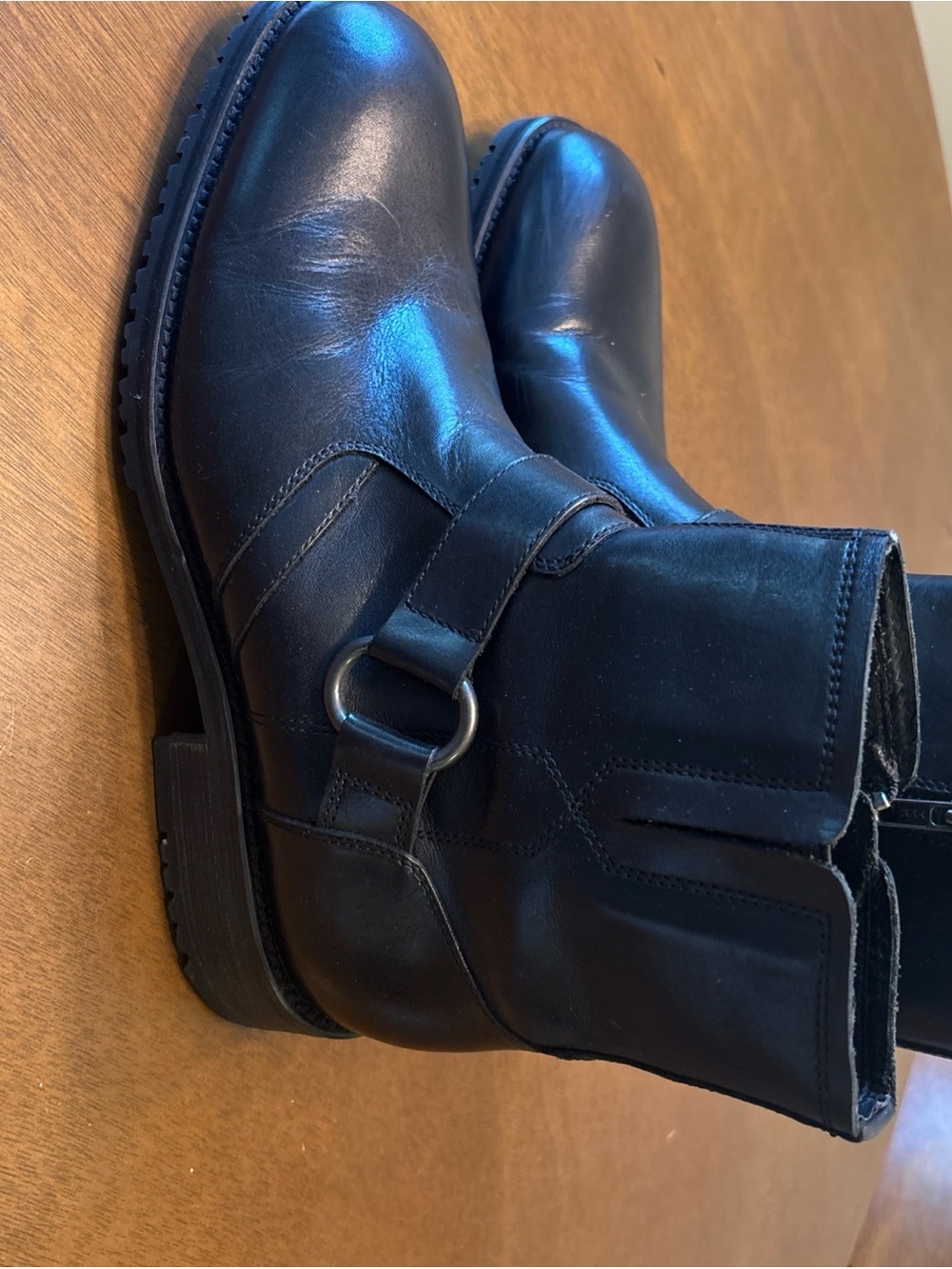 Johnston & Murphy Black Leather Harness Boots
